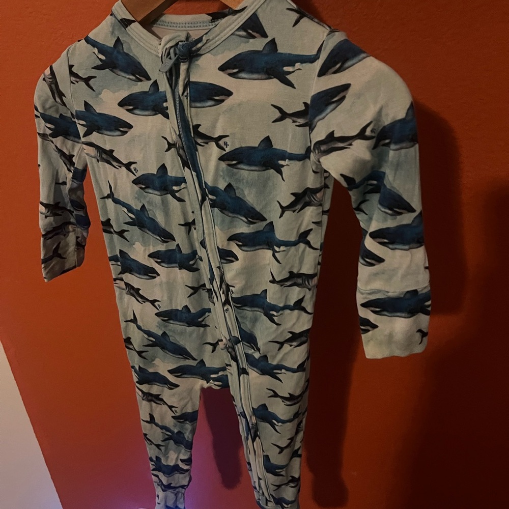 Posh Peanut Shark Print Bamboo Footie